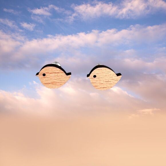 Indio Jewelry Jewelry - Wooden Little Bird Stud Earrings #2262